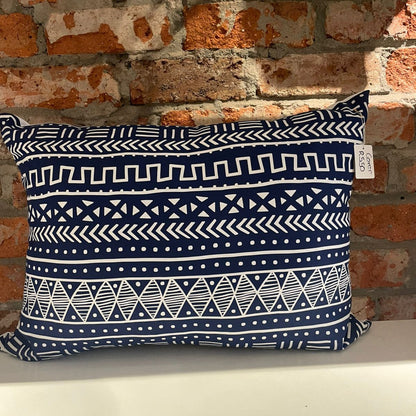 Navy & White Mudcloth Lumbar Cushion - product front view