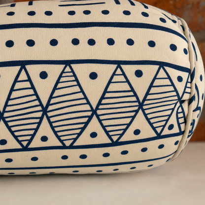 Navy & Cream Mudcloth Bolster fabric detail