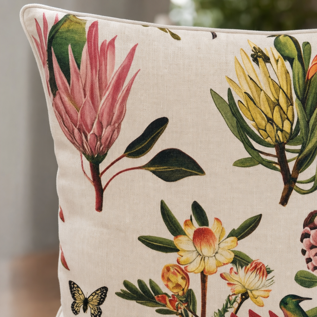Protea Study Cushion fabric detail