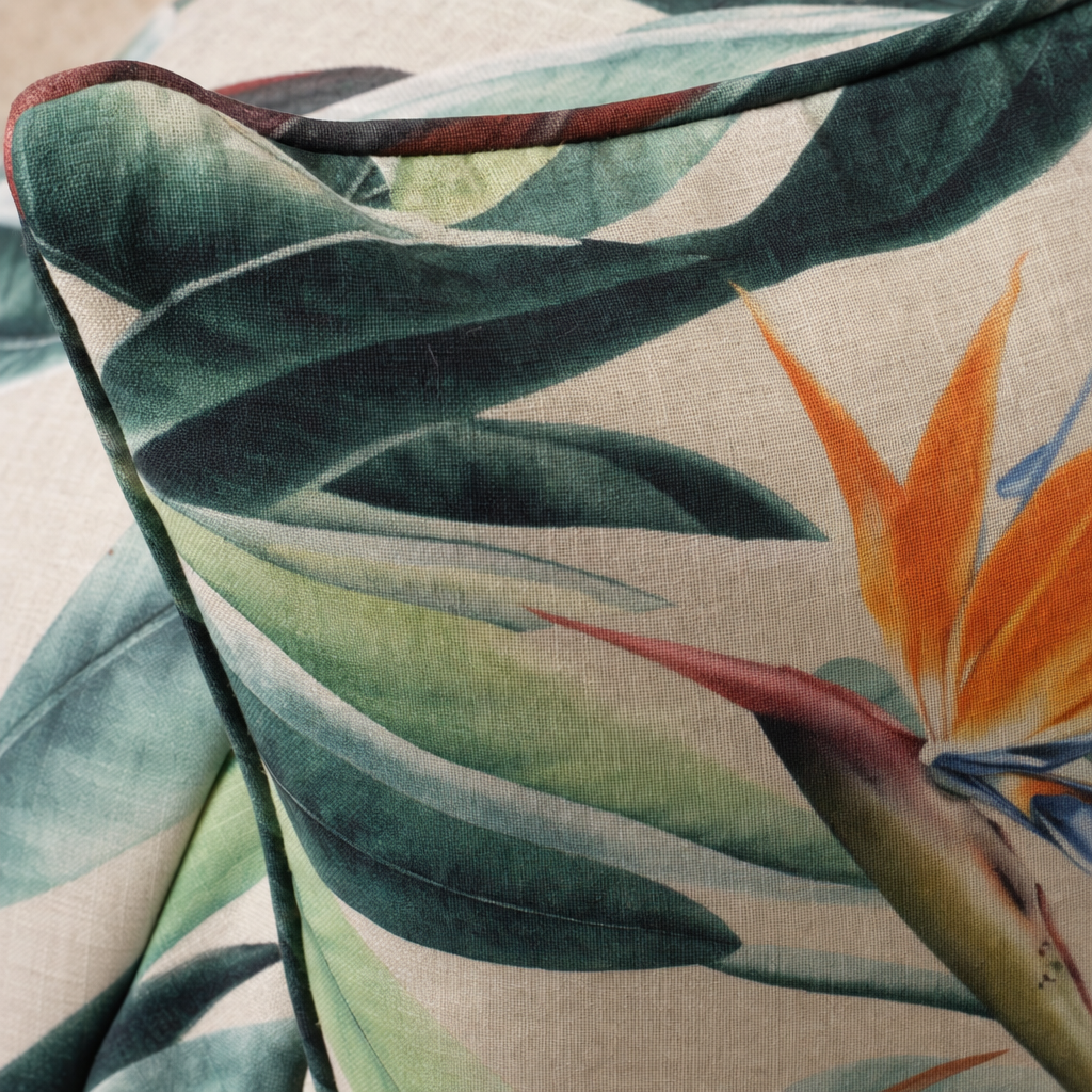 Bird of Paradise Cushion fabric detail