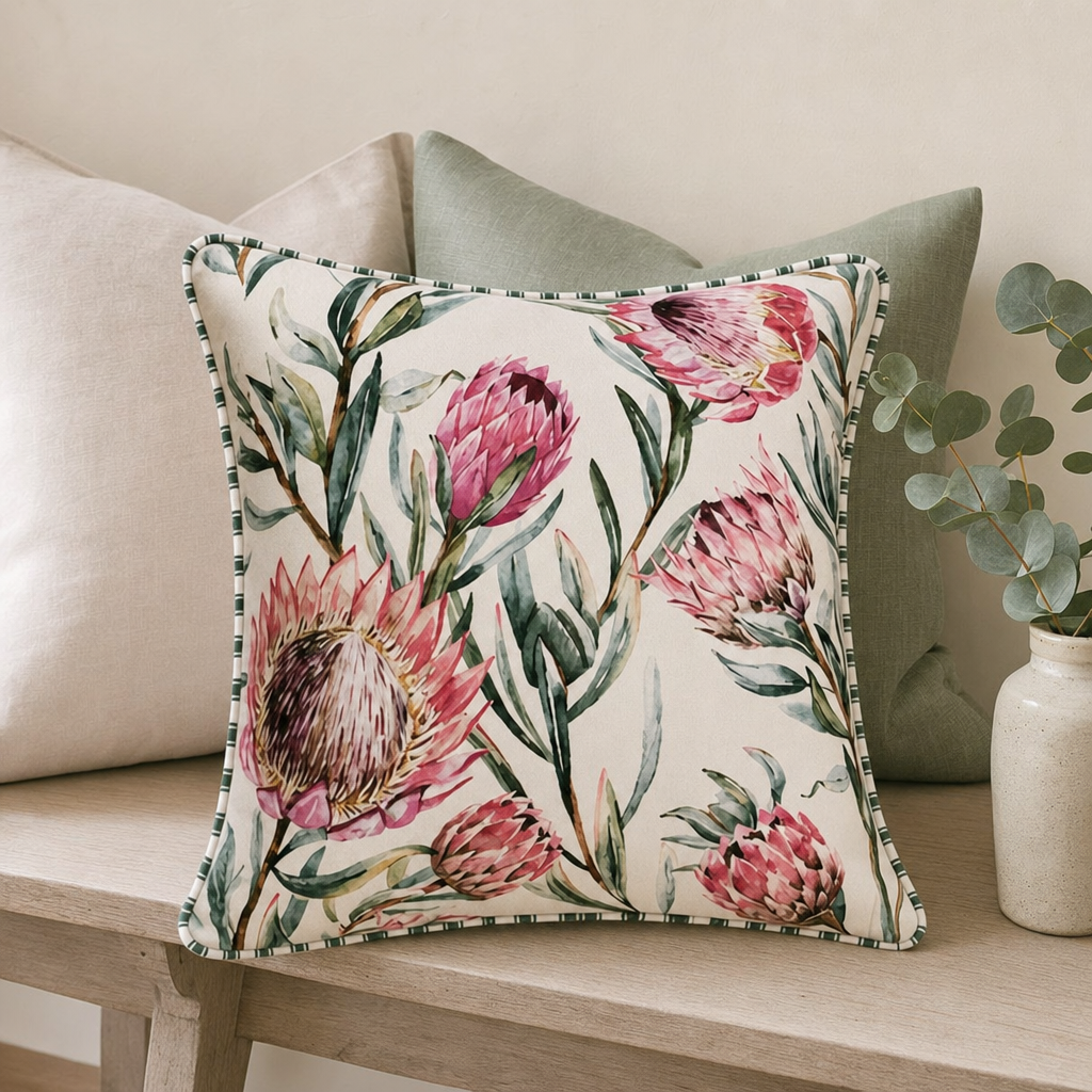 King Protea Cushion 3-styled-grouping