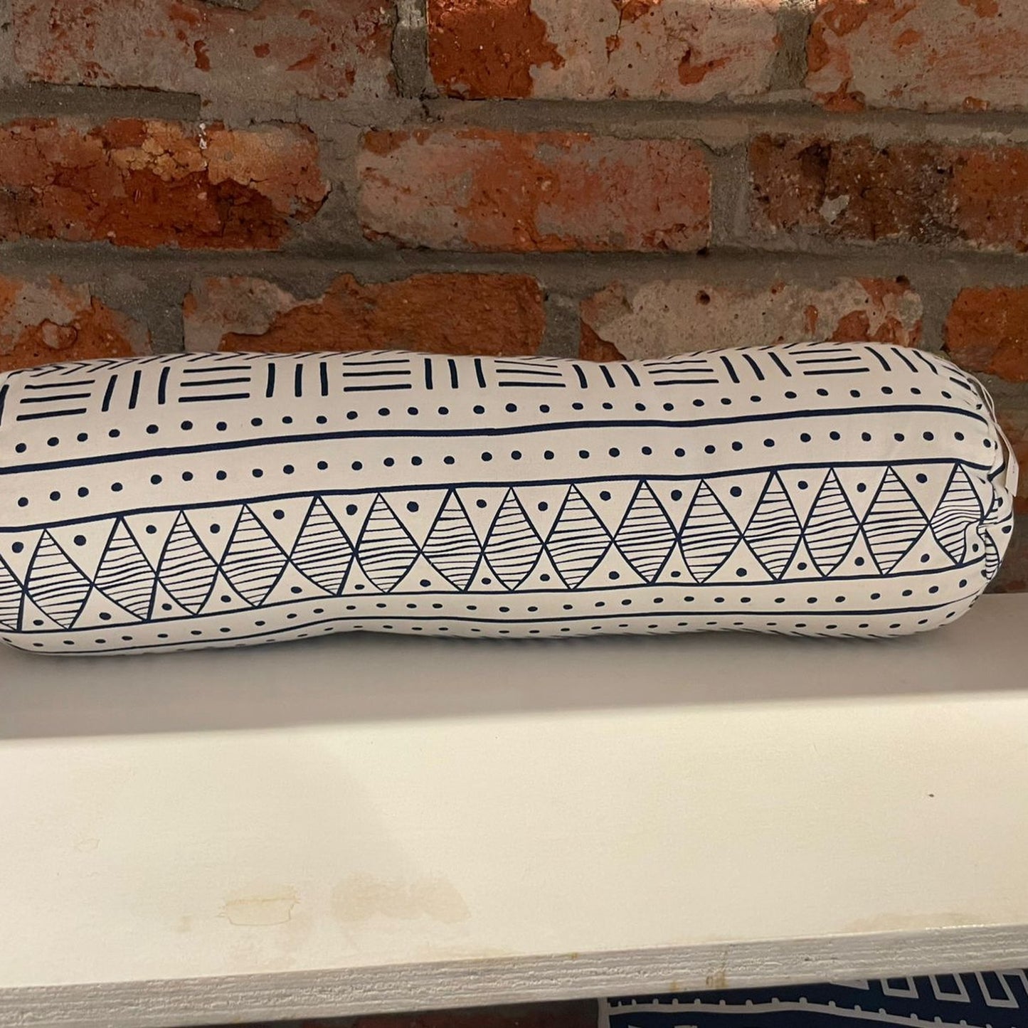 Navy & Cream Mudcloth Bolster - product front view
