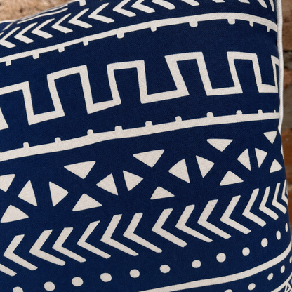 Navy & White Mudcloth Lumbar Cushion fabric detail