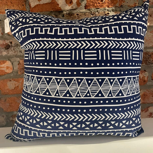 Navy & White Mudcloth Cushion - product front view