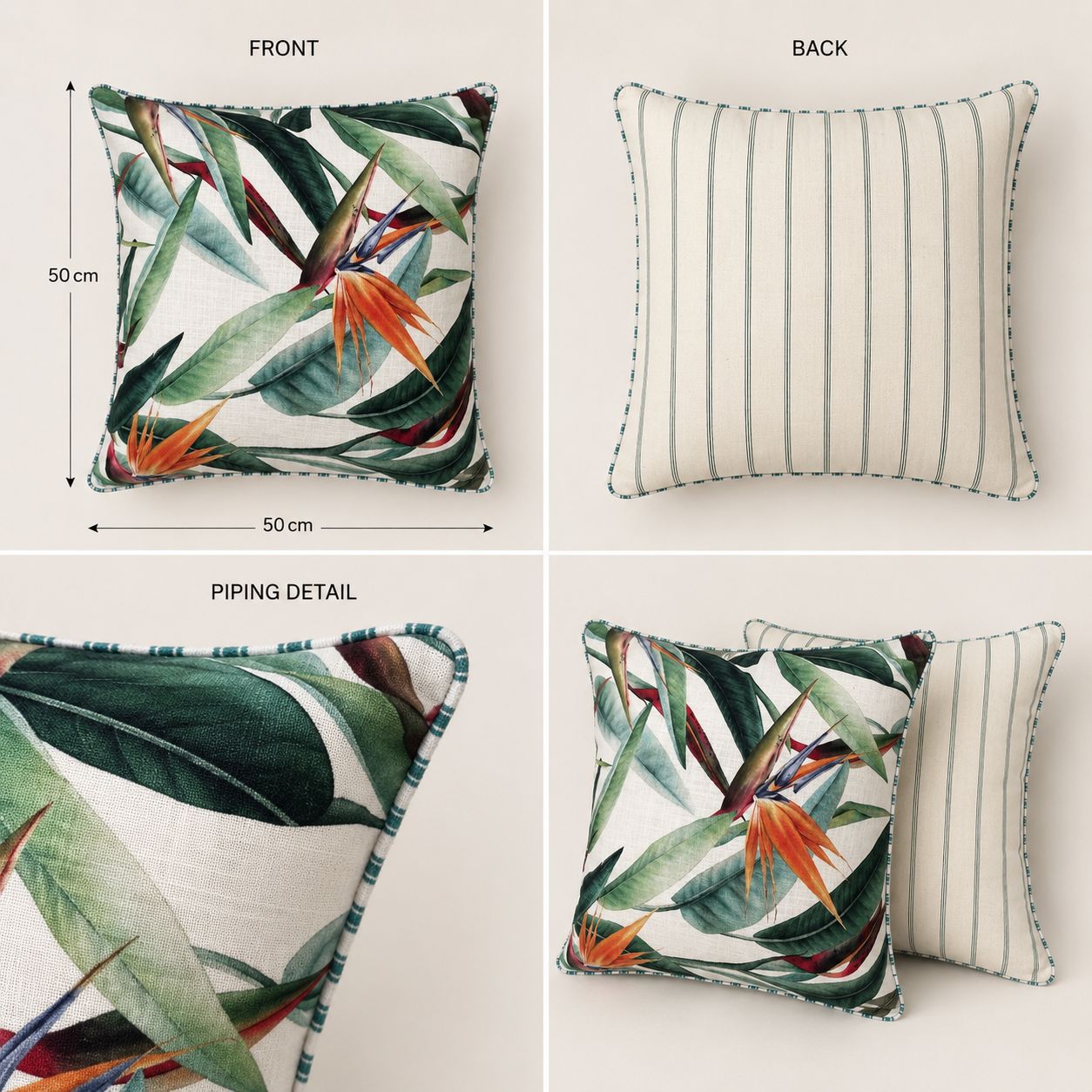 Bird of Paradise strelitzia cushion