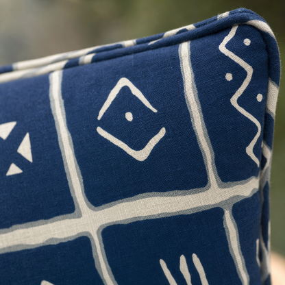 Navy & White Mudcloth Tile Cushion fabric detail